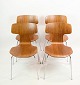 Sæt af fire spisestuestole - Arne Jacobsen - Teak træ - Fritz Hansen - 1960