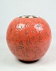 Rund vase - Lene Regius - Orangeglasur - Keramik - 1990
