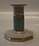458-3303 Kgl. Lysestager grøn, grå og guld  10,5 cm Kongelig Dansk  Craquelé, Craquele