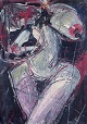 Wolfgang K. E. Lehman, tysk kunstner.Mixed media på papir.