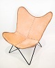 Lounge lænestol - Flagermus stol - Sort stel - lys læder - 1990