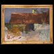 Oluf Høst maleri. Oluf Høst, 1884-1966, olie på lærred. Måne over tagryggen på Bognemark. Lysmål: 60x80cm. Med ramme: 71x91cm