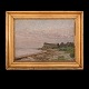 C. W. Eckersberg landskab.C. W. Eckersberg, 1783-1853, olie på lærred. Strandparti ved Køgebugt (Gjorslev), malt 1834. Lysmål: 22x32cm. Med ramme: 31x41cmLysmål: 23x19cm. Med ramme: 34x30cm