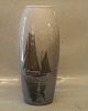 Royal Copenhagen 78 RC Vase 40.5 cm Marine and sailship motives Signed by Harry Kluge