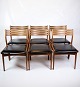 Sæt af 6 Spiseborsstole - Model U20 - Teak - Sort læder - Johannes Andersen - Uldum Møbelfabrik - 1960