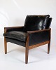 Lænestol - Palisander - Sorte Læder Hynder - Hans Olsen - Brdr. Juul Kristensen - 1960