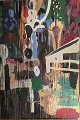 Stort flot ekspressivt maleri uden ramme, maleriet stammer fra kunstnerens atelier. Oliemaleri på lærred.