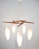 Loftlampe - Teaktræ - Opalglas - Dansk Design - 1960