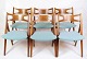 Sæt af 6 Spisebordsstole - CH29P - Teak - Lyseblåt Stof - Hans J. Wegner - Carl Hansen & Søn - 1950erne