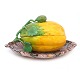 Stor Marieberg melonterrin i polykromdekoreret fajance. Signeret. H: 16cm. L: 32cm