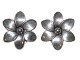 Dansk sølvStørre øreclips i form af blomster fra ca. 1940-1960