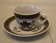Brun Trankebar  2124-45 Mocha kop  9 cl / 5 cm & underkop 11.6 cm    Aluminia Fajance
