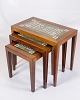 Sæt Af Indskudsborde - Palisander - Royal Copenhagen Fliser - Severin Hansen - 1960erne