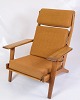 Lænestol - Ge290a - Høj Ryg - Egetræ - Gult Stof - Hans J. Wegner - Getama - 1960erne