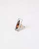 Vintage Ring - Model Nr: 230 - Tin - Udsmykket Med Rav - Jørgen Jensen - Pewter - 1960erne