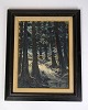 Oliemaleri - Lærred - Sort & Forgyldt Træramme - Signeret Af John Pedersen "Bornholm"