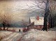 Dansk kunstner (19. årh): En kvinde ved et hus.