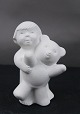 Stone Art white figurine from Marbell, Belgium. Child with teddy bear