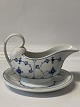 Musselmalet Fluted sauce bowl on fixed saucer and with handle.
