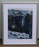 Anders Ova Painting 2003: Sheep at hill. Acryl on board?  in silver frame 66 x 55.5 cm
