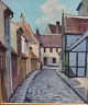 Klokkestøbergade i Aalborg. Maleri Einar Gross Olie på lærred. 64 x 54 cm inklusiv samtidig guldramme