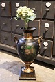 LARGE decorative 19th century iron vase with hand-painted floral motif and gold decorations.H: 58cm...