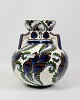 Rund Vase - Model 593/147 - Dekoreret Med Blomsterløv & Bregner - Kunst Fajance - Harald Slott-Møller - Aluminia