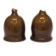 Et par tidlige haveklokker udført i mørkt brun glas. Holmegaard 1853. Tilsvarende i Holmegaards Studiesamling. H:11cm