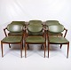 Sæt Af 6 Spisestuestole - Model 42 - Teak - Grønt Læder - Kai Kristiansen - Schou Andersen - 1960erne