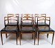 Sæt Af 6 Spisestuestole - Model 94 - Palisander & Sort Læder Sæde - Johannes Andersen - Christian Linneberg Møbelfabrik - 1960erne