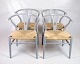 Sæt Af 4 Y-stole - Model CH24 - Bemalet I En Grå Farve - Hans J. Wegner - Carl Hansen & Søn