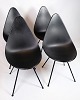 Sæt Af 4 Spisebordsstole - Dråben - Model 3110 - Sort Skal & Sort Stel - Arne Jacobsen - Fritz Hansen - 2016