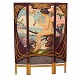 Harald Slott-Møller Art Nouveau påklædningsskærm / paravent med motiv i form af fløjtespillende kvinde i kirsebærtræ. Danmark ca. år 1900. H: 142cm. B: 104cm