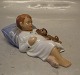 0681 RC Jens sleeping, Boy sleeping with teddy, 6 x 11 cm (1021681) Allan Therkelsen Royal Copenhagen 