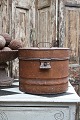 Old oval metal box with old original paint and fine patina.