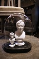 Decorative, old oval French glass Dome / Globe on black wooden base for display. Total H: 35cm...