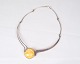 Halscollier Med Stor Gul Rav Sten - Sterling Sølv 925 - 1950erne