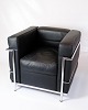 Le Corbusier Lænestol - Model LC2 - Ramme Af Forkromet Stålrør - Sort Læder - Le Corbusier - Cassina