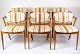 Sæt Af Seks Spisebordsstole - Model 42 - Teak - Lyst polstret Stof med Striber - Kai Kristiansen - Schou Andersen - 1960erne