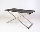 Skammel/Taburet - Sort Læder - Børstet Stål - Dansk Design - Michael Christensen - 1960erne
