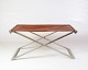 Skammel/Taburet - Cognac Læder - Børstet Stål - Dansk Design - Michael Christensen - 1960erne