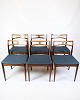 Sæt Af 6 Spisestuestole - Model 94 - Palisander & Blåt Stof - Johannes Andersen - Chr. Linneberg Møbelfabrik - 1960erne