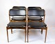 Sæt Af Fire Spisestuestole - Model OD49 - Palisander & Sort Læder - Erik Buch - O.D Møbler - 1950erne
