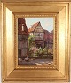 Aage LundVillage with young girl and hens