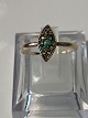 14 karat Gold ring with emerald and diamondsRing size 61