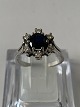 White Gold Ring with Sapphire & Diamonds, 14 KaratSize: 54