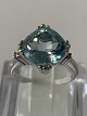 Guldring med Brillanter og Aquamarin 14 KaratStørrelse 54