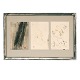 Preben Hornung, 1919-89, tre signerede  postkort, mixed media. Lysmål: 3x15x9cm. Med ramme: 25x38cm