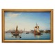 C. F. Sørensen painting. Carl Frederik Sørensen, 1818-79, oil on canvas. Signed and dated 1863. The port of Copenhagen. Very nice condition. Visible size: 78x123cm. With frame: 95x140cm