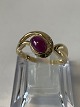 Gold Ring with Diamonds and a Ruby 14 KaratSize 65